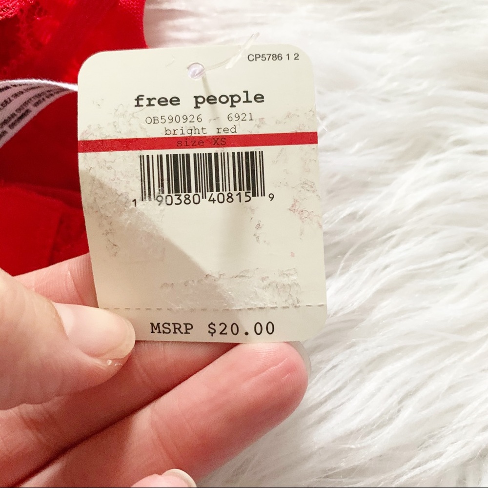 Free People Galloon Lace Bralette Red Medium - Picture 4 of 5